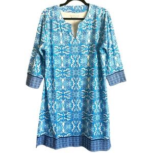 Coolibar Blue and White Long Sleeve Dress